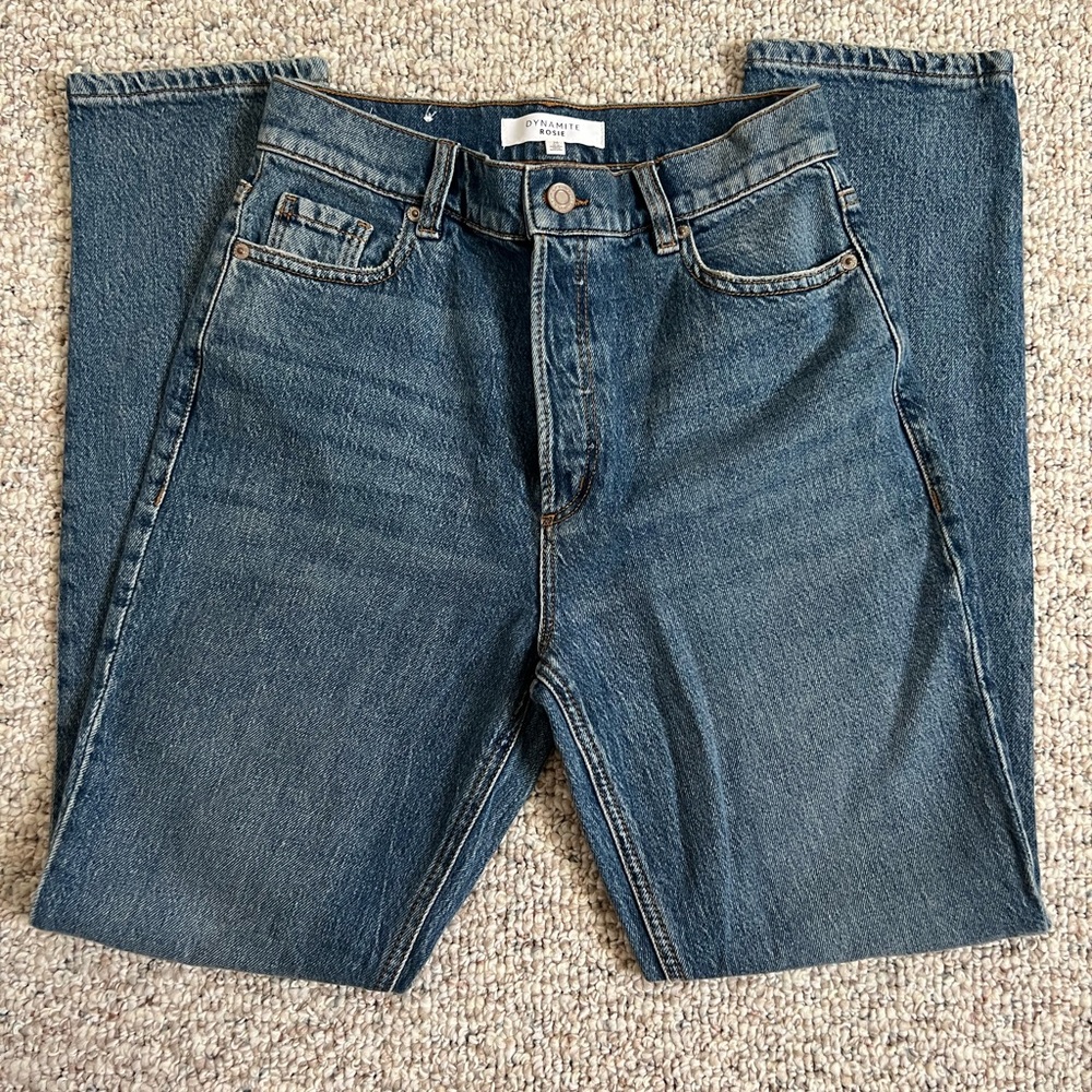Medium wash straight leg jeans